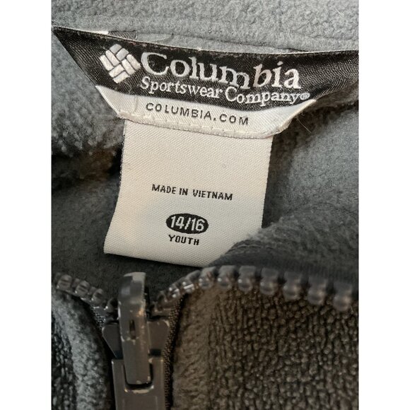 Columbia Youth Full-Zip Fleece Jacket 14/16 Gray 100% Polyester Made In Vietnam - Picture 2 of 6